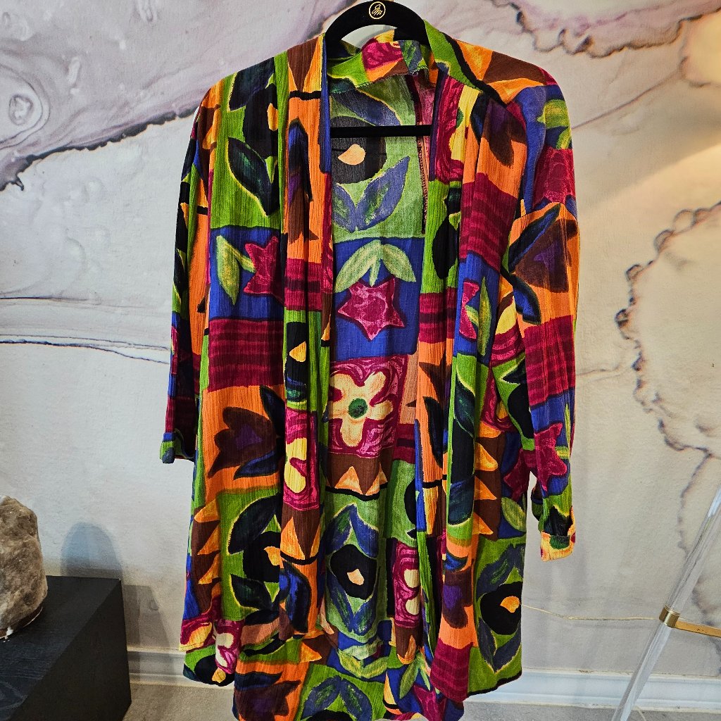 Vintage Colorful Jacket And Skirt Set